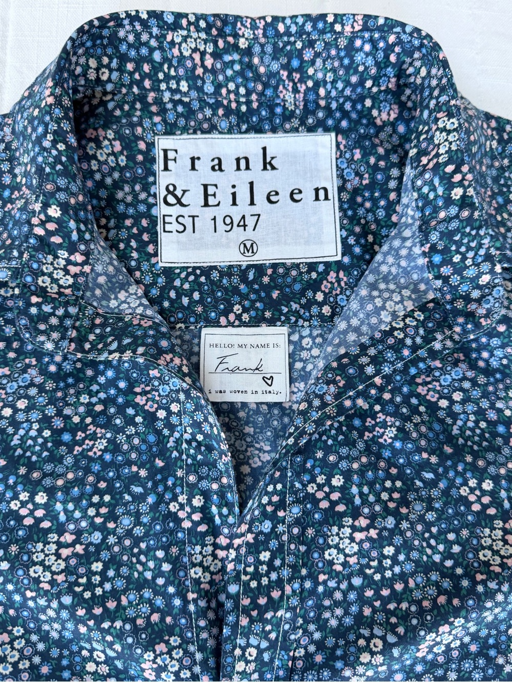 Frank & Eileen Navy Floral Button-Down Shirt, Size Medium